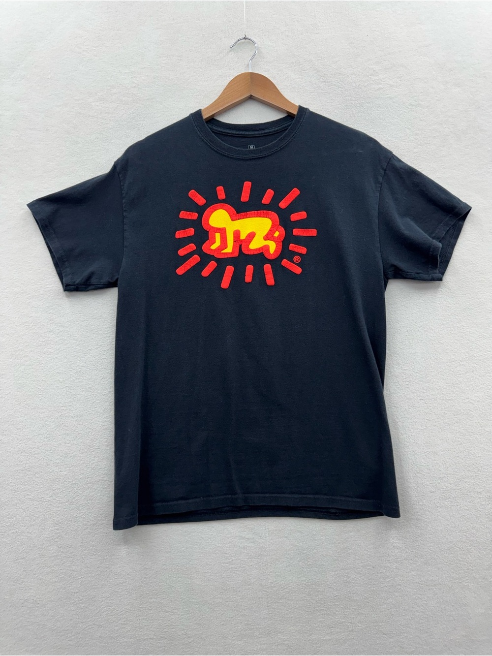 Keith Haring T Shirt Mens Medium Puffy Paint Barking Dog Black Ripple Junction